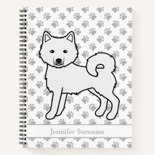 Witte Alaskan Malamute Hond & Aangepaste Tekst Notitieboek
