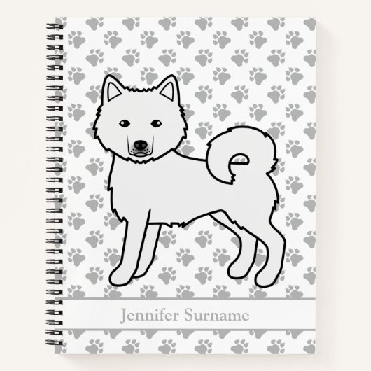 Witte Alaskan Malamute Hond & Aangepaste Tekst Notitieboek (Voorkant)