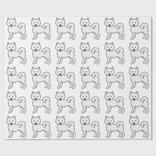 Witte Alaskan Malamute Leuke Hond Patroon Cadeaupapier (Vlak)