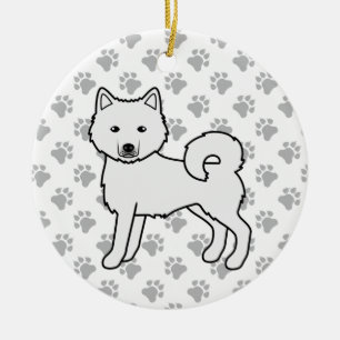 Witte Alaskan Malamute Schattige Cartoon Hond Keramisch Ornament
