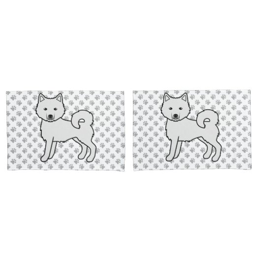 Witte Alaskan Malamute Schattige Cartoon Hond Kussensloop (Voorkant-Set)