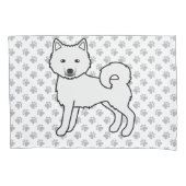 Witte Alaskan Malamute Schattige Cartoon Hond Kussensloop (Voorkant-Links)