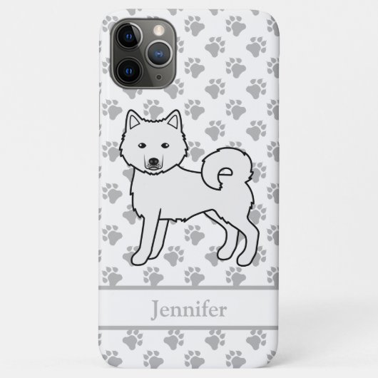 Witte Alaskan Malamute Schattige Cartoon Hond & Na Case-Mate iPhone Case (Achterkant)