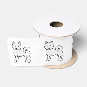 Witte Alaskan Malamute Schattige Cartoon Hond Satijnen Lint