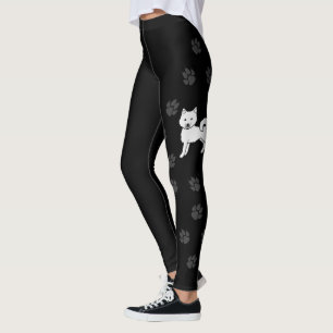 Witte Alaskan Malamute Schattige Hond & Pootjes Leggings
