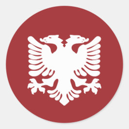 Witte Albanese Adelaar op Rode Achtergrond Sticker