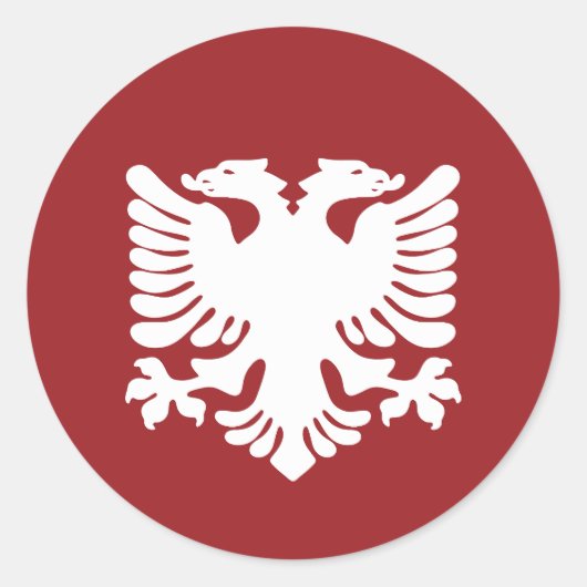 Witte Albanese Adelaar op Rode Achtergrond Sticker (Voorkant)