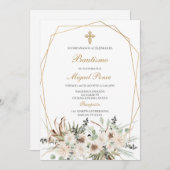 Witte alcohol doop Spaanse uitnodiging (Voorkant / Achterkant)