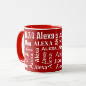 Witte ALEXA naam op rood Mok (Voorkant links)
