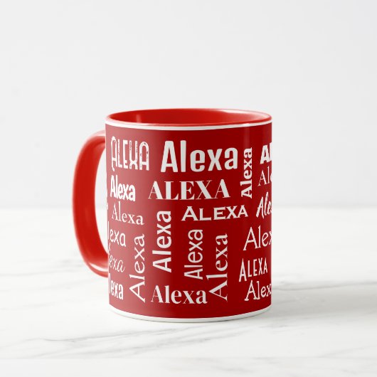 Witte ALEXA naam op rood Mok (Voorkant links)