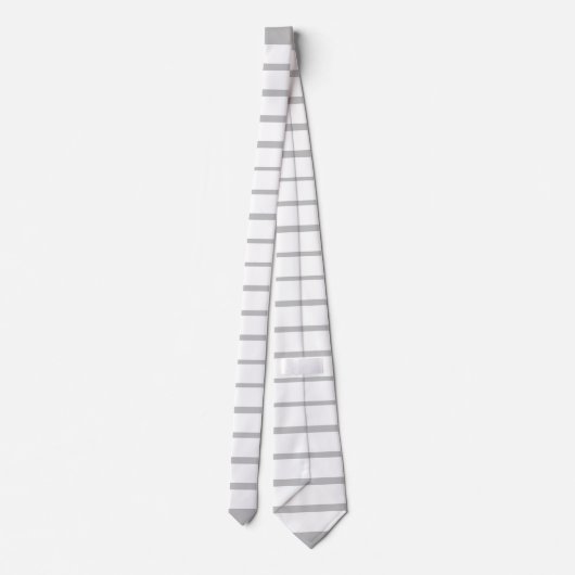 Witte All-Over Grey Stripes Stropdas (Achterkant)