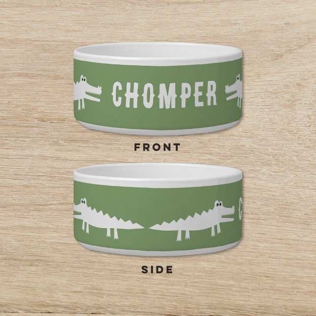 Witte Alligator Groene Hond Kat Pet Voerbakje (Creator heeft geüpload)