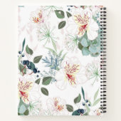 Witte alstroemeria bloemen, bladeren en bessen notitieboek (Achterkant)