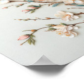 Witte amandelbloesems bloemenkunst print Poster (Hoek)