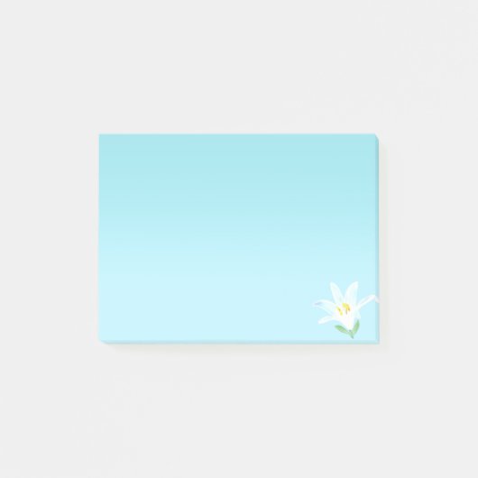 Witte Amaryllis Bloem op Lichtblauw Post-it® Notes (Voorkant)