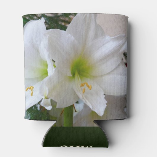 Witte amaryllis en kerstboom blikjeskoeler (Achterkant)