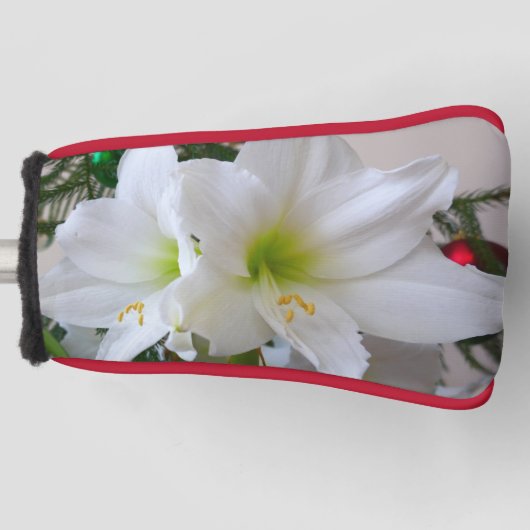 Witte amaryllis en kerstboom golfheadcover (Voorkant)