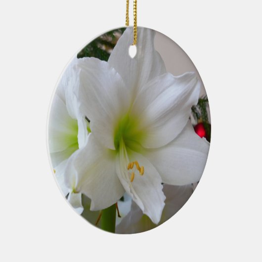 Witte amaryllis en kerstboom keramisch ornament (Rechts)
