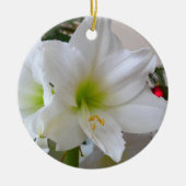 Witte amaryllis en kerstboom keramisch ornament (Voorkant)