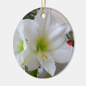 Witte amaryllis en kerstboom keramisch ornament (Links)
