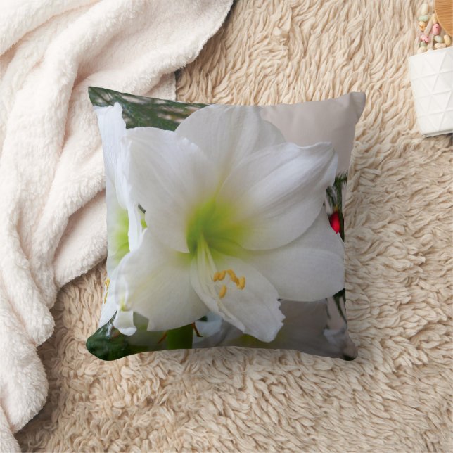 Witte amaryllis en kerstboom kussen (Deken)
