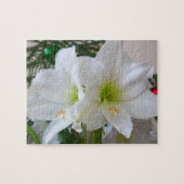 Witte amaryllis en kerstboom legpuzzel (Horizontaal)