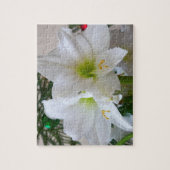 Witte amaryllis en kerstboom legpuzzel (Verticaal)