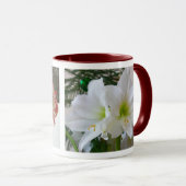 Witte amaryllis en kerstboom mok (Voorkant rechts)