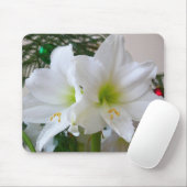 Witte amaryllis en kerstboom muismat (Met muis)