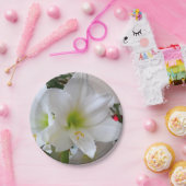 Witte amaryllis en kerstboom papieren bordje (Feest)