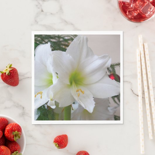 Witte amaryllis en kerstboom servet (Insitu)