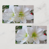 Witte amaryllis en kerstboom visitekaartje (Voorkant / Achterkant)