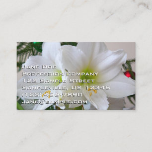 Witte amaryllis en kerstboom visitekaartje