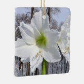 Witte Amaryllis en Sneeuw II Keramisch Ornament (Rechts)