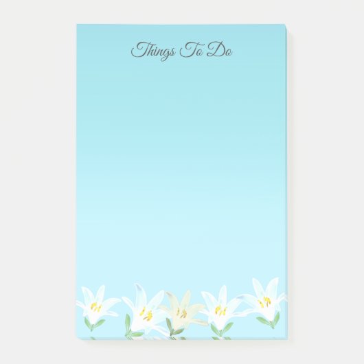 Witte Amaryllisbloemen op Lichtblauwe Dingen Om Te Post-it® Notes (Voorkant)