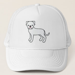 Witte Amerikaanse Bulldog Cartoon Honden Illustrat Trucker Pet
