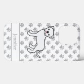 Witte Amerikaanse Bulldog Cartoonhond & Naam Case-Mate iPhone Case (Achterkant (horizontaal))