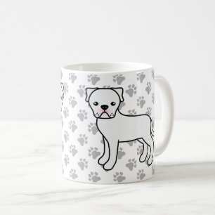 Witte Amerikaanse Bulldog Schattige Cartoon Hond Koffiemok