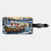 Witte Amerikaanse Eskimohond Kerstboot Vakantie Bagagelabel (Achterkant horizontaal)