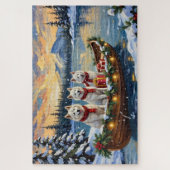 Witte Amerikaanse Eskimohond Kerstboot Vakantie Legpuzzel (Verticaal)