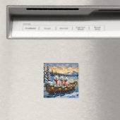 Witte Amerikaanse Eskimohond Kerstboot Vakantie Magneet (Insitu (Vaatwasser))