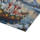 Witte Amerikaanse Eskimohond Kerstboot Vakantie Snijplank (Hoek)