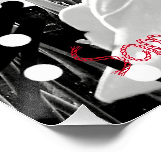 Witte ananas & aardbei Glanzend Poster (Hoek)