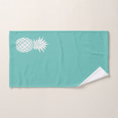Witte ananas op Blauwgroen Handdoek (Handdoek)
