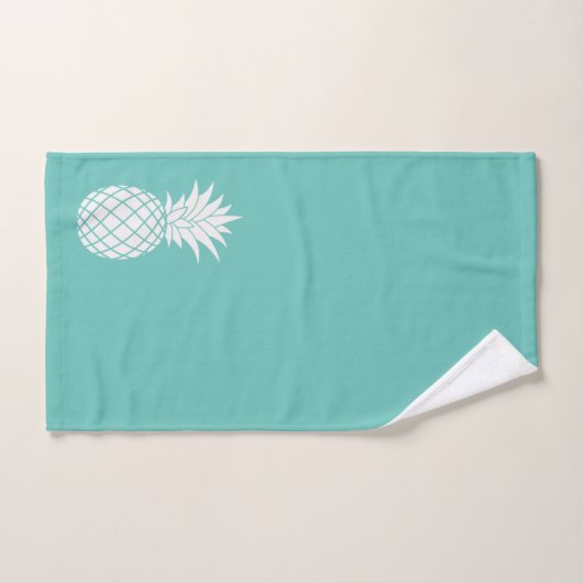 Witte ananas op Blauwgroen Handdoek (Handdoek)