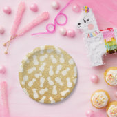 Witte ananas patroon op goud glitter papieren bordje (Feest)