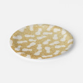 Witte ananas patroon op goud glitter papieren bordje (Gekanteld)