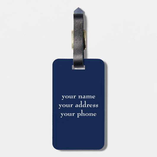 witte anchor Rope Navy Blauwe Achtergrond Bagagelabel (Achterkant verticaal)