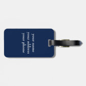 witte anchor Rope Navy Blauwe Achtergrond Bagagelabel (Achterkant horizontaal)