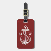  witte anchor Rope Wine Red Nautical Bagagelabel (Voorkant verticaal)